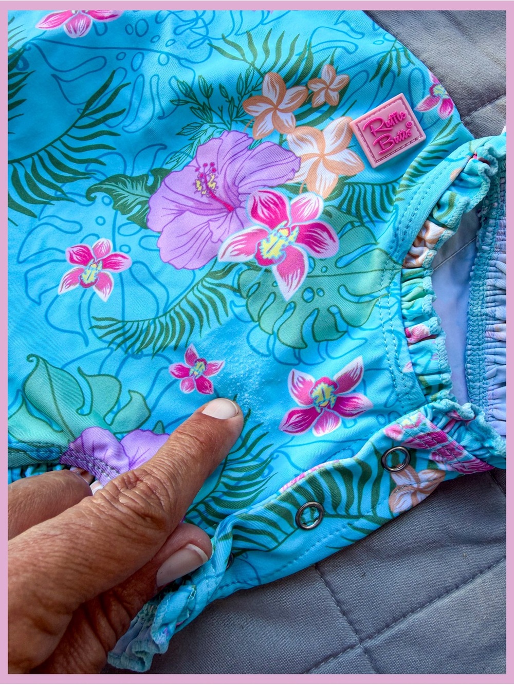 Rufflebutts Orchid Oasis Rash Guard Ruffle butts Girl Swimsuit Long Sleeve 3-6m - Picture 6 of 6